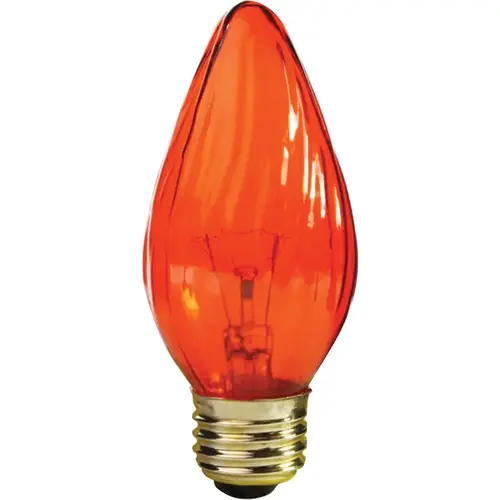 Satco S3366 25W Amber Medium F15 Incandescent Flame Tip Light Bulb