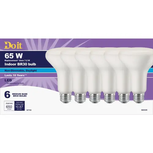 Do it 362244 65W Equivalent Daylight BR30 Medium LED Floodlight Light Bulb, Title 20 - pack of 6