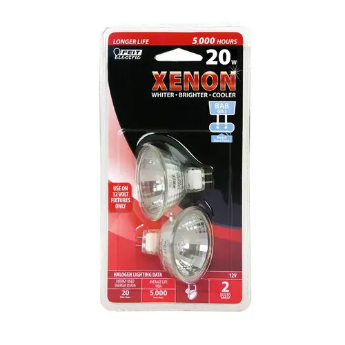 Feit Electric BPXNBAB/2/RP Halogen Xenon Bulb 20 W MR16 Floodlight 700 lm Bright White Clear Pair