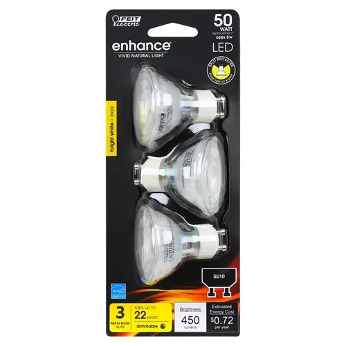 Feit Electric MR16FG500930CA3 LED Bulb Enhance MR16 GU10 Bright White 50 W Frosted