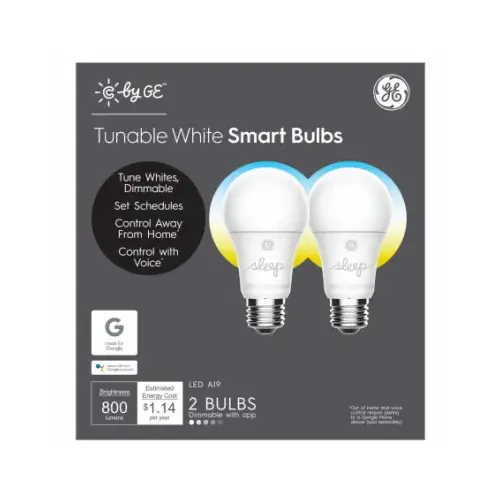 GE 93096308 LED Smart Bulb A19 E26 (Medium) Soft White 60 W Frosted Pair