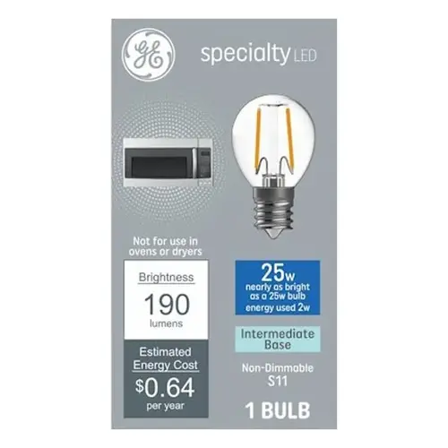 GE 93131666-XCP4 Bulb, S11 Lamp, E17 Lamp Base, No, Soft White, 2700 K Color Temp - pack of 4