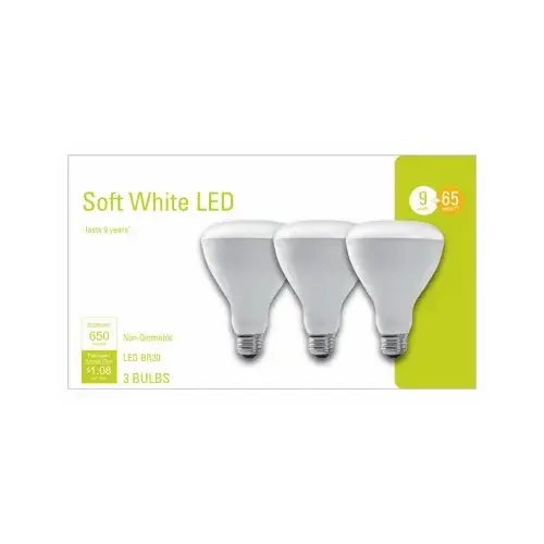 GE Lighting 32605 LED Flood Light Bulbs, Indoor, Soft White, Frosted, Candelabra Base, 500 Lumens, 9-Watts - pack of 3