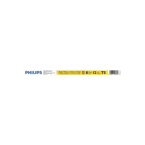 Philips 546465 Fluorescent Tube Light Bulb 8 W T5 0.63" D X 12" L Bright White Linear 3000 K