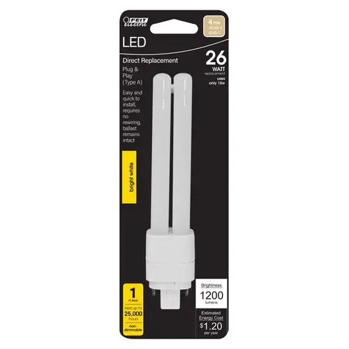 Feit BPLD26E835LG2HD LED Tube Light PL GX24Q-3 4-Pin Neutral White 26 Watt Equivalence