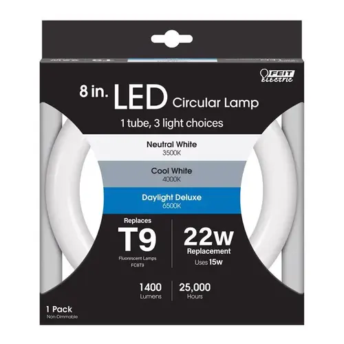 Feit Electric FC8/3CCT/LED LED Tube Light T9 Bi-Pin Color Changing 22 Watt Equivalence White