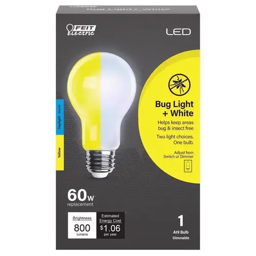 Feit Electric OM60BUG950LEDIR LED Bulb A19 E26 (Medium) Yellow 60 Watt Equivalence