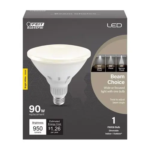 Feit Electric PAR38/ADJ/930CA LED Bulb, Flood/Spotlight, PAR38 Lamp, 90 W Equivalent, E26 Lamp Base, Dimmable Frosted