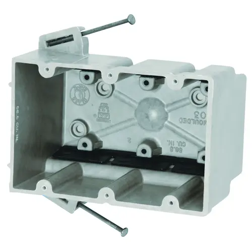 fiberglassBOX 3300-NK Electrical Box, 3 -Gang, 6 -Outlet, 12 -Knockout, Fiberglass Reinforced Polyester BMC Beige/Tan