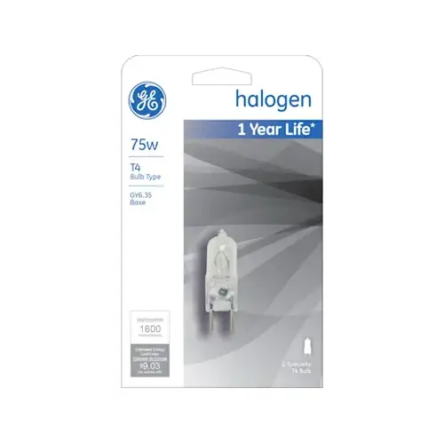 GE 19377 Halogen Bulb 75 W T4 Specialty 1,400 lm White Clear