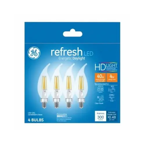 GE 45653 LED Bulb Refresh CAC E12 (Candelabra) Daylight 40 W Clear