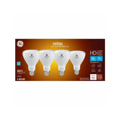 GE 93110832 LED Bulb Relax HD BR30 E26 (Medium) Soft White 65 Watt Equivalence Frosted
