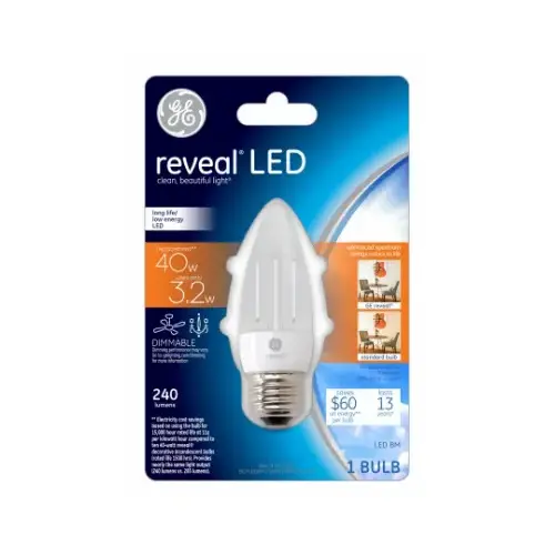 GE Lighting 37296 Reveal LED Light Bulb, Clear, 240 Lumens, 3.2-Watts