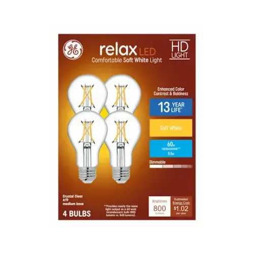 GE Lighting 93121729 GE 8.5W SWCLR A19 Bulb