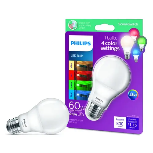 Philips 542803 LED Bulb Scene Switch A19 E26 (Medium) Soft White 60 W Frosted