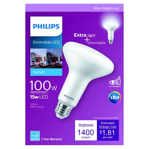 Philips 558031 LED Bulb BR30 E26 (Medium) Daylight 100 Watt Equivalence Frosted