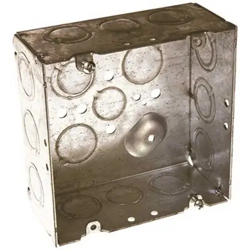 RACO 257 4-11/16 in. Square Box Welded 2-1/8 in. Deep with One 1/2 in. KO and Fifteen TKO's Gray