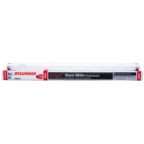 Sylvania 21656 Fluorescent Bulb, 15 W, T8 Lamp, Medium Lamp Base, 810 Lumens, 3000 K Color Temp, Soft White Light