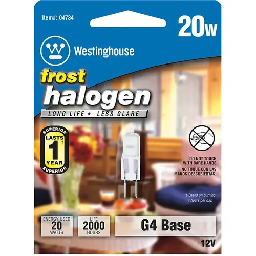 Westinghouse 04734 Halogen Bulb 20 W T2.5 Decorative 290 lm Bright White Clear