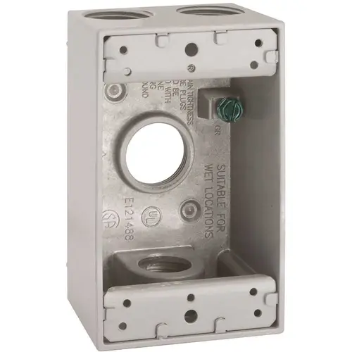 BELL 5330-0B 1-Gang Gray Weatherproof Box with Four 3/4 in. Threaded Outlets