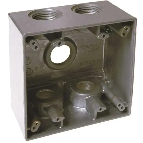 BELL 5388-0 Gray 2-Gang Weatherproof Deep Box with Five 3/4 in. Threaded Outlets