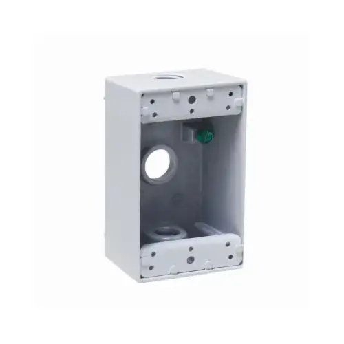 Bell Outdoor 5320-1 1-Gang Weatherproof Box, (3) 1/2 in. Threaded Outlets, White
