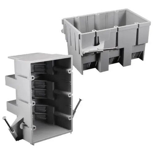 Cantex EZ53TN-HW Outlet Box EZ Box New Work 53 cu in Rectangle PVC 3 gang Gray Gray