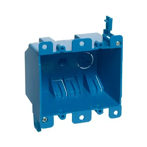 Carlon B225R-UPC Outlet Box, 2 -Gang, PVC, Blue, Clamp Mounting
