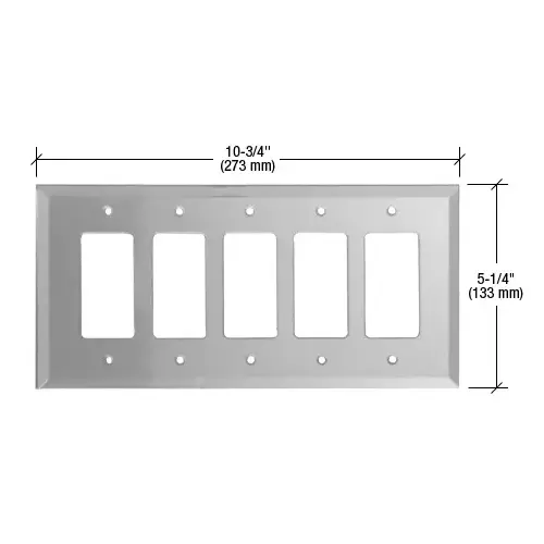 CRL GMP502G Gray 5-Gang Designer Glass Mirror Plate