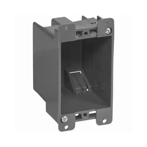 GB BOX-RS14 Switch/Outlet Box, Standard Outlet, 1-Gang, 4-Knockout, PVC, Gray, In-Wall Mounting