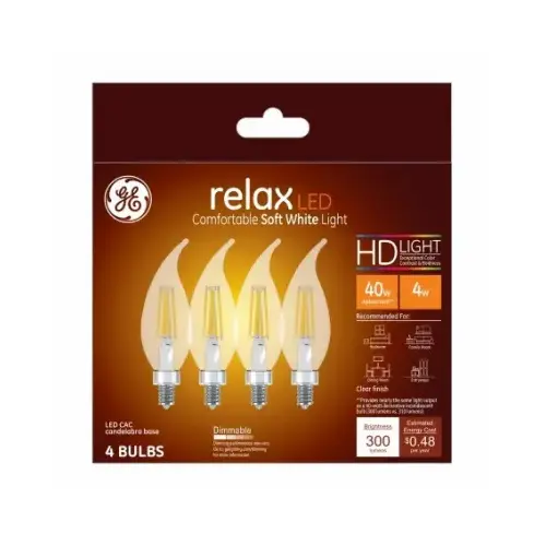 GE 45640 LED Bulb Relax CAC E12 (Candelabra) Soft White 40 W Clear