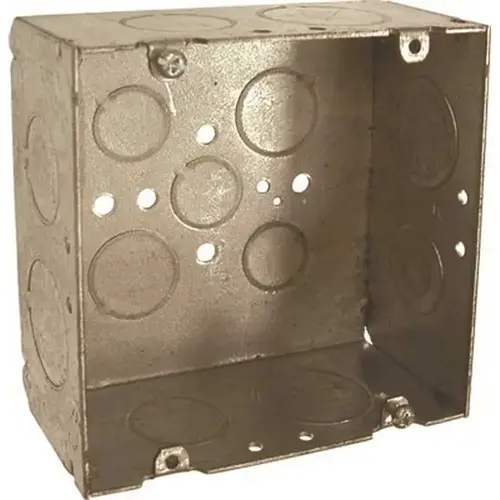 RACO 265 4-11/16 in. Square Box Welded 2-1/8 in. Deep with One 1/2 in., Four 3/4 in., Four 1 in. KO's and 3 TKO's Raised Gray