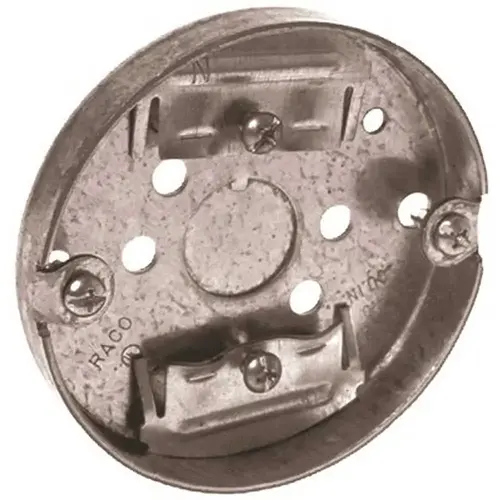 RACO 292 3-1/2 in. Round Ceiling Pan Drawn 1/2 in. Deep with One 1/2 in. KO and NMSC Clamps Gray