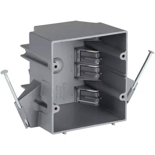 UNBRANDED BCJ-009 2-Gang PVC Molded New Work Wall Electrical Box, 32 Cu. In. Gray