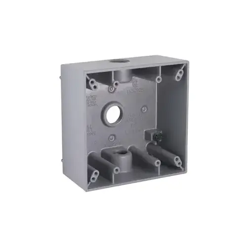 Bell Outdoor 5333-0 2-Gang Weatherproof Box, (3) 1/2 in. Threaded Outlets, Gray