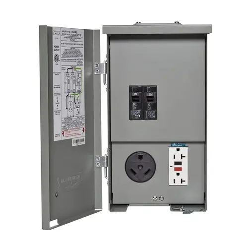 Connecticut Electric CESMPSC41GRHR RV/EV Power Outlet, 1-Phase, 30 A, 240 V, 2-Space, NEMA 3R Enclosure, Bolt-On