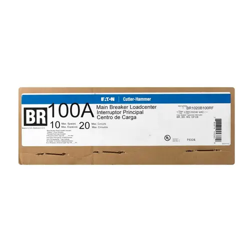 Eaton BRP10B100RF Main Breaker Load Center Cutler-Hammer 100 amps 240 V 10 space 20 circuits Flush Mount