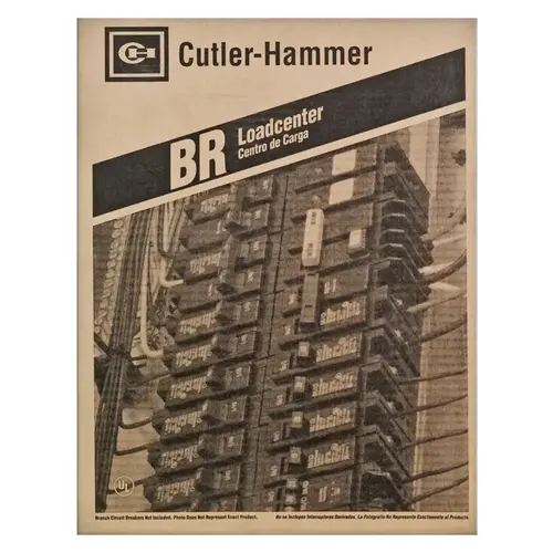 Eaton BRP12B100 Load Center, 24 -Pole, 100 A, 12 -Space, 24 -Circuit, Main Breaker, Plug-On Neutral, Type BR