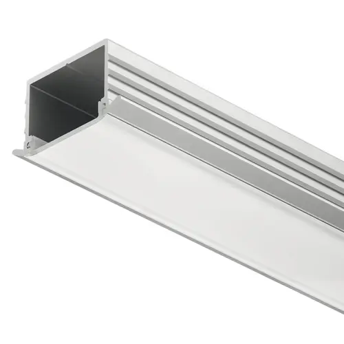Hafele 833.72.867 Aluminum Profile, Hafele Loox profile 1191 Recessed mounting, Cover: Frosted Profile: Silver colored, anodized Diffuser: satin frosted