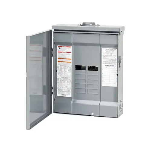 Square D HOM816L125PRB Homeline Load Center, 125 A, 8 -Space, 16 -Circuit, Main Lug, NEMA 3R Enclosure, Gray
