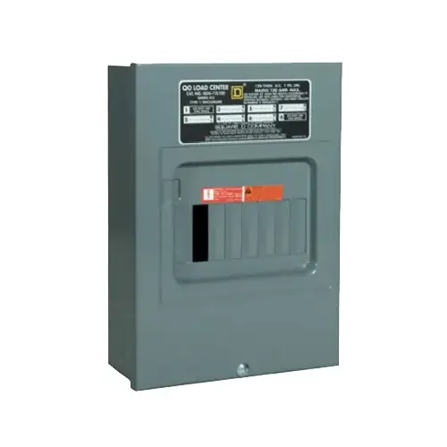 Square D QO612L100SCP QO Load Center, 100 A, 6 -Space, 12 -Circuit, Main Lug, NEMA 1 Enclosure, Plug Mounting Gray