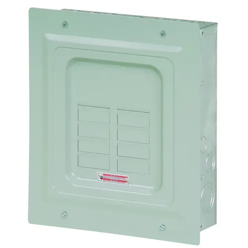 Eaton BR816L125FP BR Load Center, 125 A, 8 -Space, 16 -Circuit, Main Lug, NEMA 1 Enclosure, Flush Mounting Light Gray