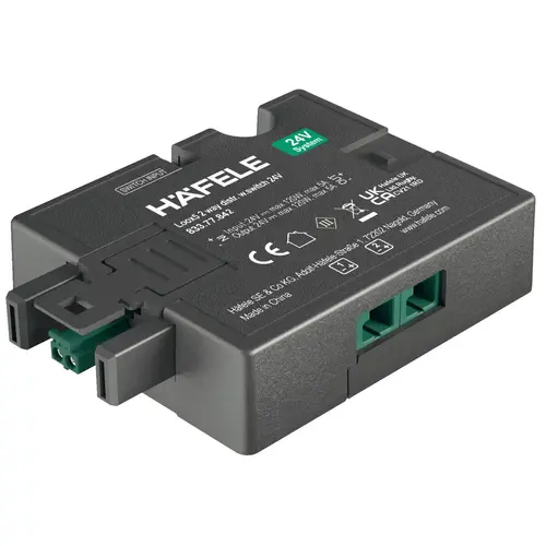 Hafele 833.77.843 2-way distributor, Hafele Loox5 24 V box to box with switching function for 1 switch for 2 outputs, max. connected wattage 90 W Black