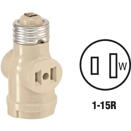 Leviton 0041403I Ivory 125V Socket Adapter