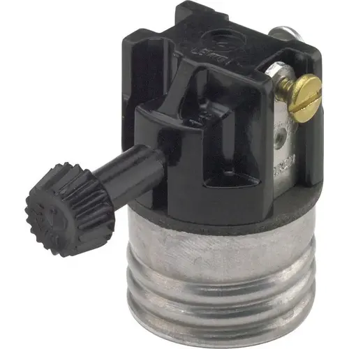 Leviton 07090-00M 3-Way Turn Knob Socket Aluminum Incandescent Medium Base Black