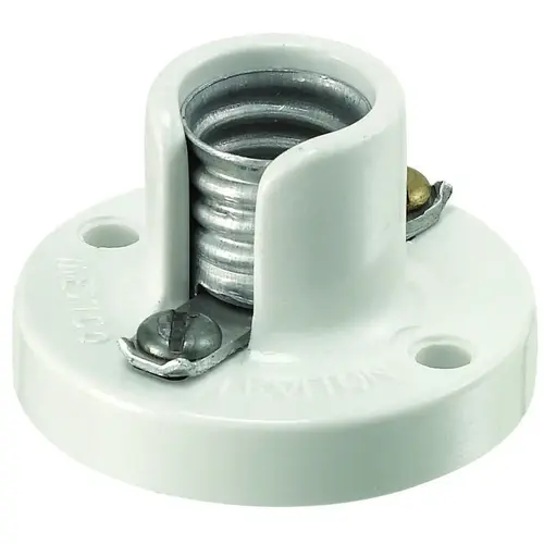 Leviton 105-10028-000 10028 Lamp Holder, 125 V, 75 W, Phenolic Housing Material, White