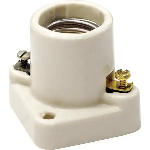 Leviton 19062-000-XCP10 Poney Cleat Socket Porcelain Incandescent Medium Base White - pack of 10