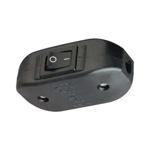PASS & SEYMOUR 5406BKCC10 Feed-Through Cord Switch, 6 A, 120 V, Black