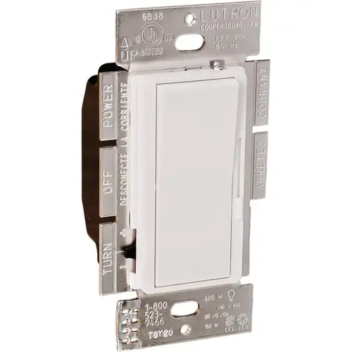 Hafele 820.66.751 Lutron Wall Dimming Control, Diva, 2 Wire Forward Phase (CL) White White