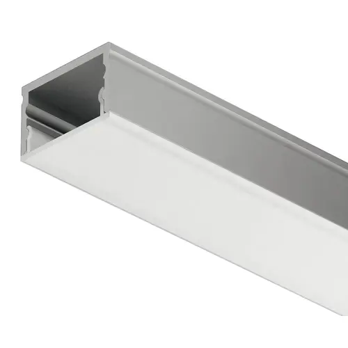 Hafele 833.01.761 Designer Aluminum Profile, Hafele Loox5 Profile 4106, for LED strip lights surface mounted, 13 mm (1/2"), without diffuser, 2000 mm, total height 13 mm, profile height: 12 mm Profile: Silver colored, anodized Diffuser: